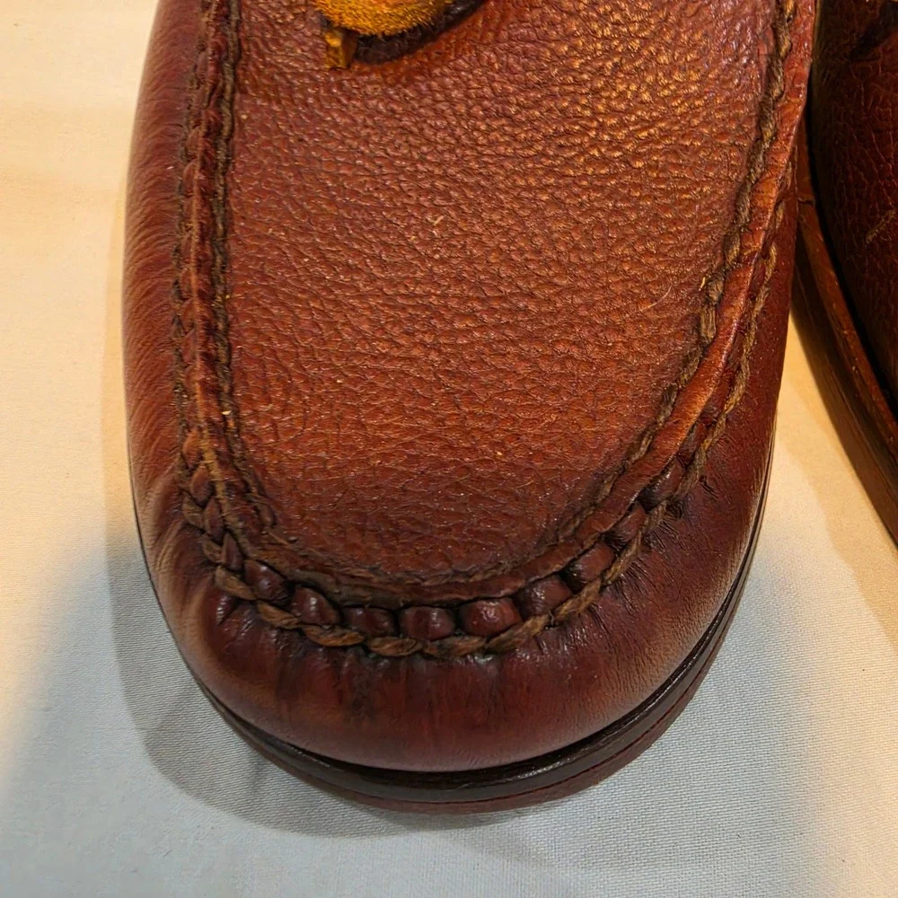 Cole Haan Boat Shoes Men 7.5 M Brown Excellent Pebbled Leather C13875 Moc Toe